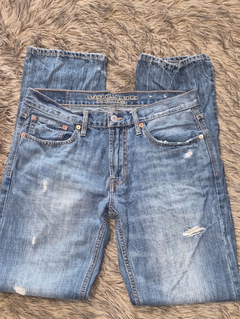 American Eagle Outfitters Faded Blue Straight Leg Jeans